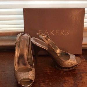 Silver sparkle Bakers heels